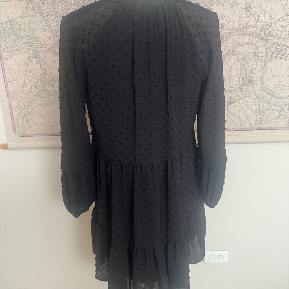 CeCe Black Ruffled Long Sleeve Dress - Picture 3 of 4